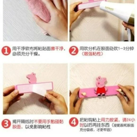 Sanrio Hello Kitty Adhesive Wall 3 Hooks Kitty  Pink - Picture 4 of 4